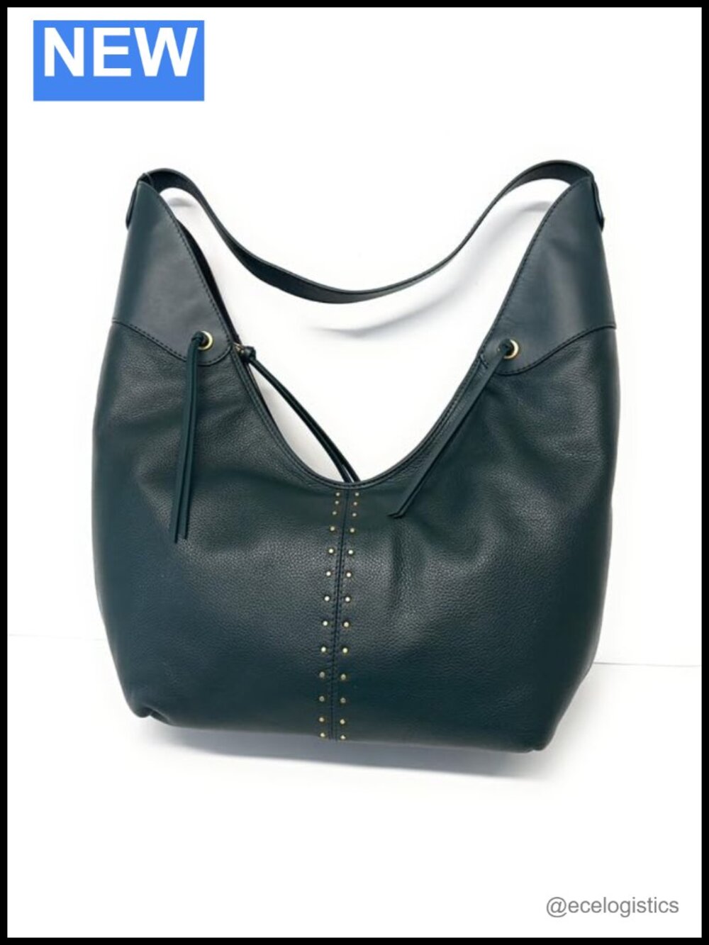 Leather Hobo Bag with Tablet Pocket and Rich Brass Hardware
